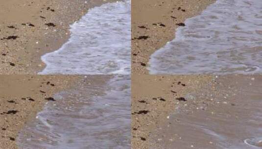 海滩上海水冲刷沙滩60帧高清在线视频素材下载