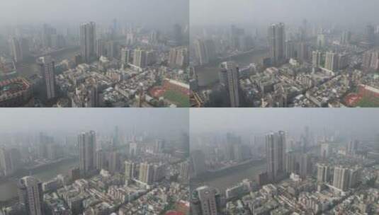 雾霾天气的广州城区高清在线视频素材下载