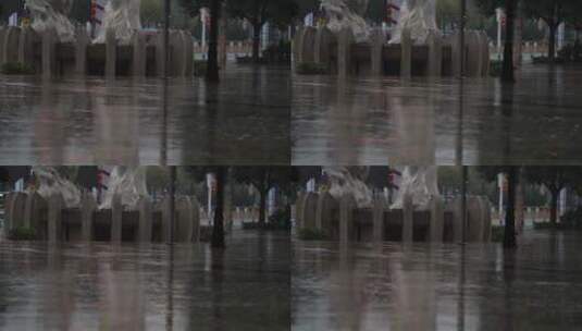 雨天湿漉漉的城市街道高清在线视频素材下载