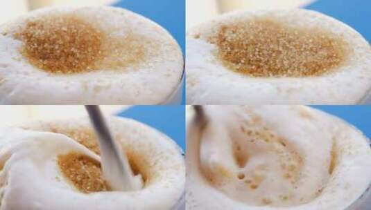 在咖啡中添加红糖高清在线视频素材下载
