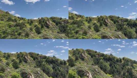 北京春日山脚下远望群山绿意葱茏高清在线视频素材下载