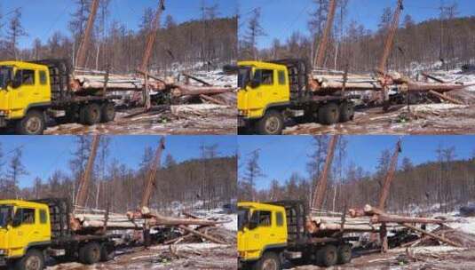 已消失的场景：大兴安岭山场木材装车高清在线视频素材下载