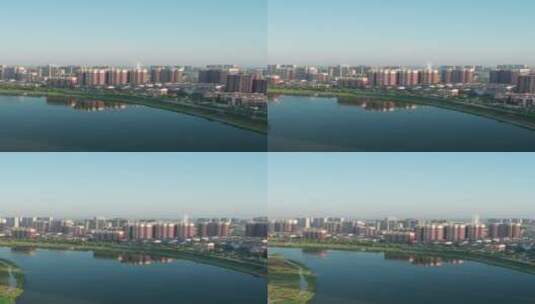 航拍湖南衡阳蒸水弯城市天际线高清在线视频素材下载