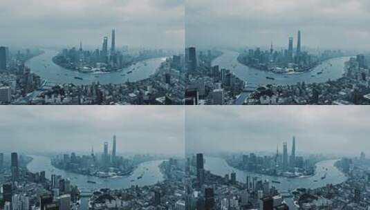 上海CBD航拍全景高清在线视频素材下载