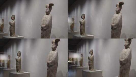 【镜头合集】博物馆藏展示唐代陶俑人像高清在线视频素材下载