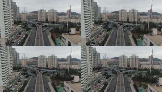青岛海信立交桥航拍4K视频高清在线视频素材下载