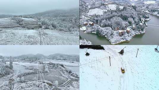 乡村冬日雪景俯瞰高清在线视频素材下载