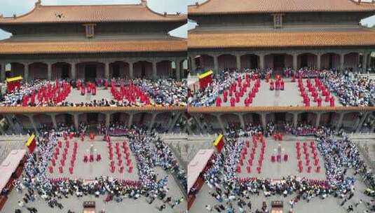 古建筑前传统仪式活动场景高清在线视频素材下载