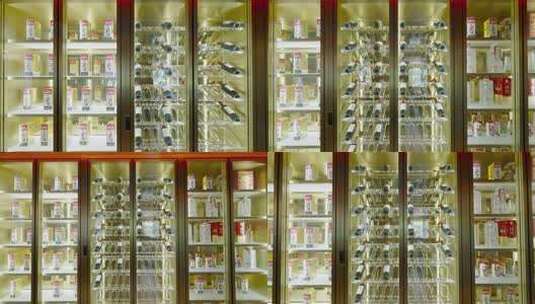 酒柜陈列茅台酒与红酒高清在线视频素材下载