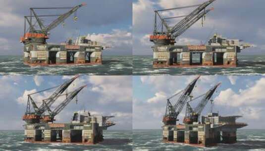 海上的石油钻机高清在线视频素材下载