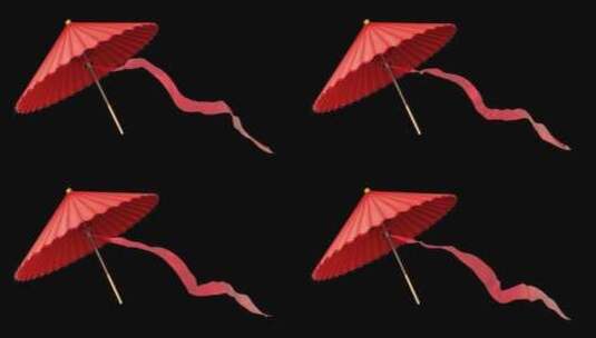 红色三维雨伞高清在线视频素材下载