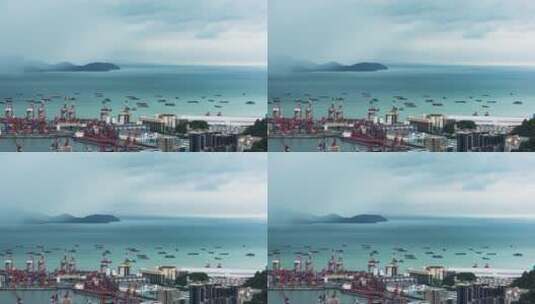深圳蛇口港海上暴雨来袭延时高清在线视频素材下载