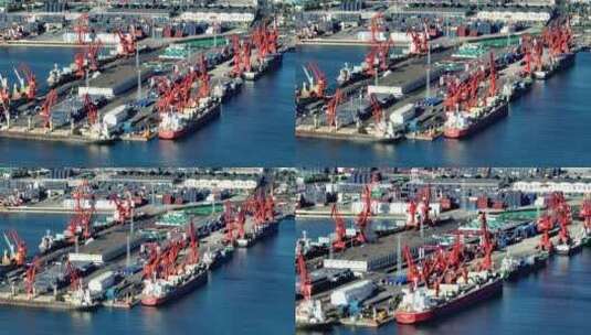 青岛港航拍高清在线视频素材下载