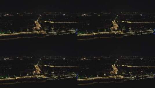 襄阳古城夜景航拍高清在线视频素材下载