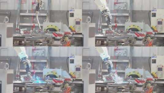 工厂里的机械臂电焊切割高清在线视频素材下载