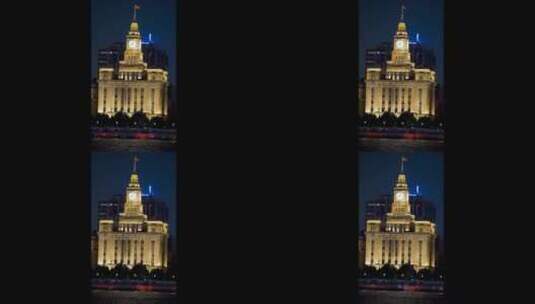 上海外滩·海关大楼夜景·4K高清在线视频素材下载