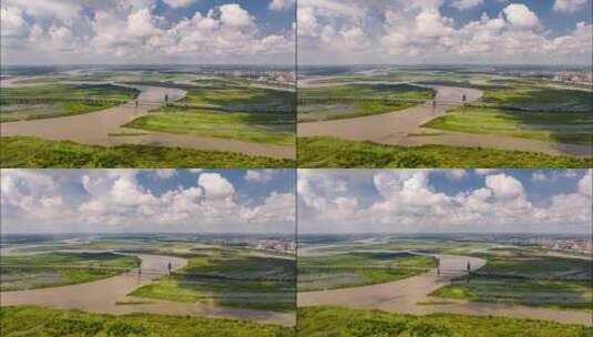 哈尔滨阳明滩大桥航拍延时高清在线视频素材下载