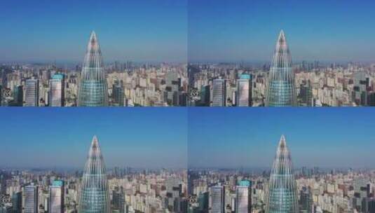 深圳中国华润大厦中景航拍前进高清在线视频素材下载