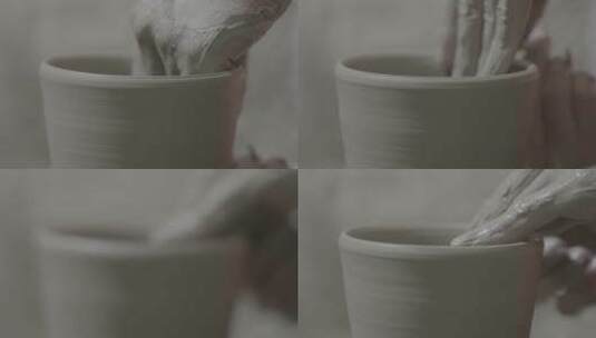 拉坯制陶陶瓷制作LOG高清在线视频素材下载