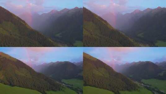 雨后山间的彩虹高清在线视频素材下载