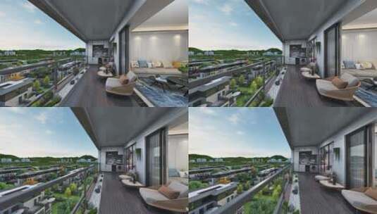 超大阳台景观三维效果高清在线视频素材下载