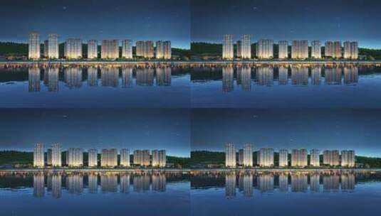 滨江住宅水景倒影三维动画高清在线视频素材下载