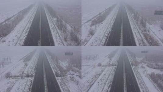 下雪天连霍高速公路高清在线视频素材下载