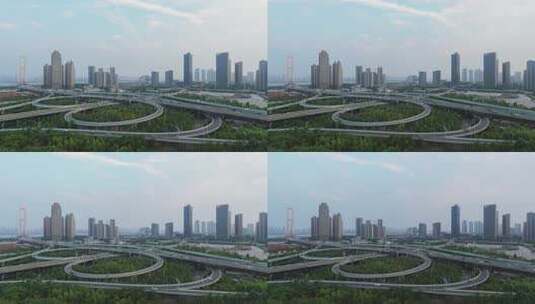 延时摄影城市高架立交桥交通道路车流高清在线视频素材下载