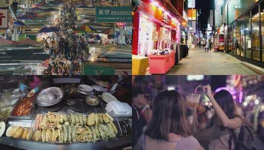 4K美食街烧烤、都市夜生活高清在线视频素材下载