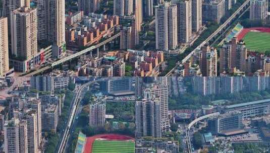 重庆城市建筑轨道交通二号线高清在线视频素材下载