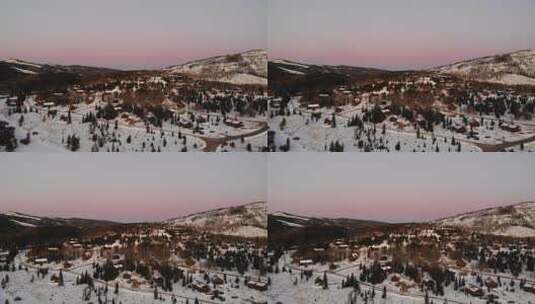 落日时分的雪景高清在线视频素材下载