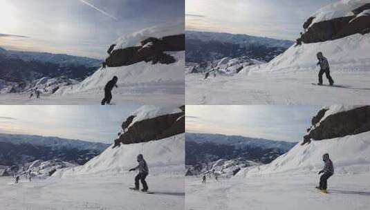 在山坡滑雪的人们高清在线视频素材下载