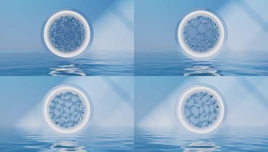 水面上的分子3D渲染高清在线视频素材下载