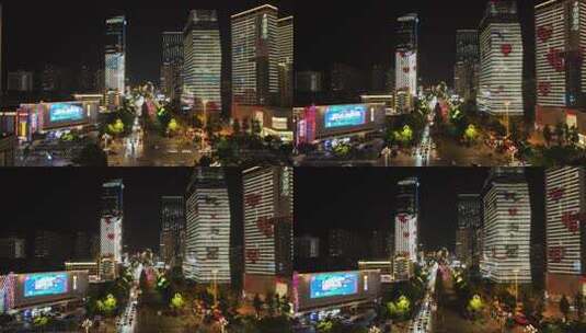 长沙五一大道夜景高清在线视频素材下载