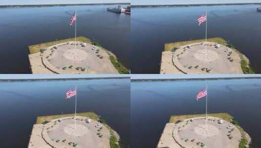 航拍飘扬的美国国旗高清在线视频素材下载