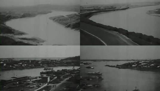 上世纪汉江 汉江沿岸航拍影像资料高清在线视频素材下载