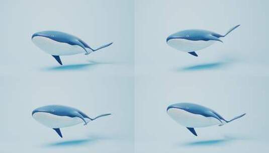 卡通风格鲸鱼海洋动物3D渲染高清在线视频素材下载
