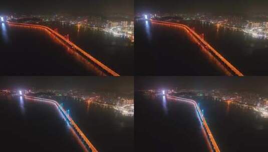 夜晚跨海大桥 夜晚大连城市高清在线视频素材下载