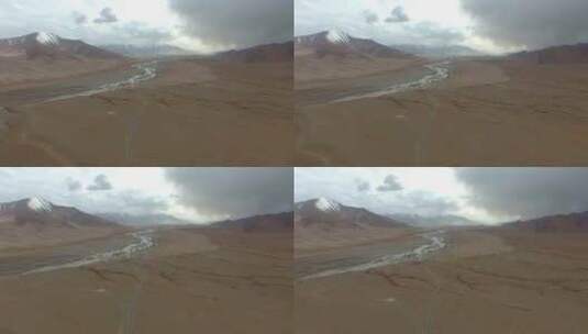 青藏高原三江源峡谷雪山航拍高清在线视频素材下载