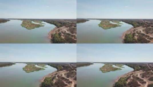 在严重干旱期间的圣弗朗西斯科河，被巴西干旱、干旱的景观所包围。天线高清在线视频素材下载