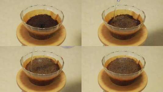 午后办公休闲居家咖啡手工研磨咖啡粉滴漏壶高清在线视频素材下载