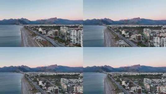 航拍海边城市全景高清在线视频素材下载