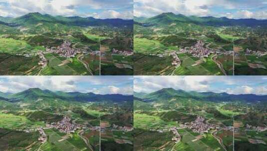 公路穿过乡村绿色稻田高清在线视频素材下载