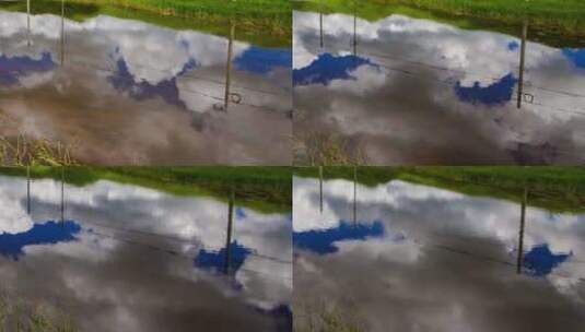 蓝天白云水中倒影延时风景高清在线视频素材下载