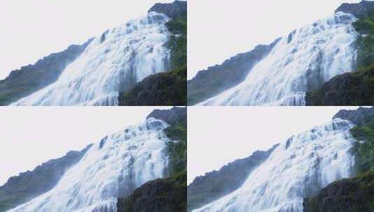 戴恩汉迪瀑布——冰岛西峡湾费尔福斯悬崖上的瀑布。高清在线视频素材下载