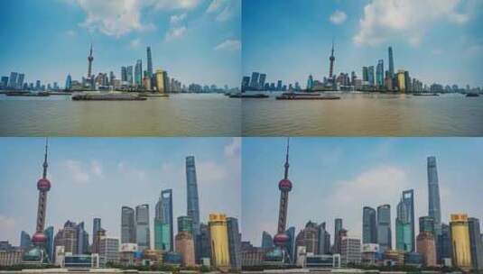 4k 延时上海外滩外白渡桥陆家嘴建筑高清在线视频素材下载
