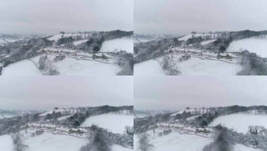 被雪覆盖的村庄高清在线视频素材下载