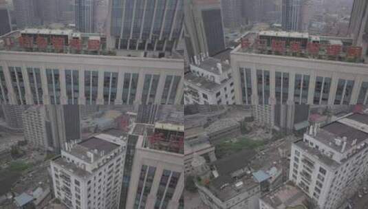 航拍武汉汉口城市建筑长江航务管理局高清在线视频素材下载