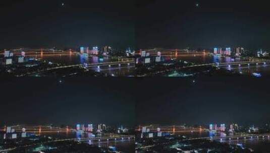 武汉夜景航拍长江两岸夜景城市夜晚建筑风光高清在线视频素材下载