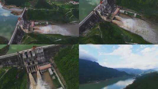 四川江油武引水库泄洪时候航拍的美景高清在线视频素材下载